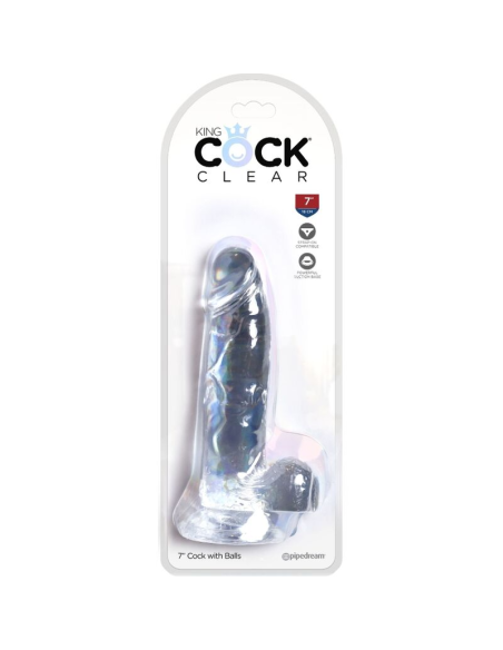 KING COCK - CLEAR PENE REALÍSTICO CON TESTÍCULOS 15.2 CM TRANSPARENTE