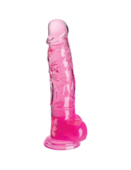 KING COCK - CLEAR PENE REALÍSTICO CON TESTÍCULOS 16.5 CM ROSA