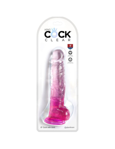 KING COCK - CLEAR PENE REALÍSTICO CON TESTÍCULOS 16.5 CM ROSA
