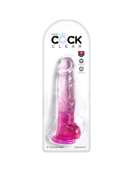 KING COCK - CLEAR PENE REALÍSTICO CON TESTÍCULOS 16.5 CM ROSA