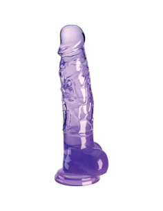 KING COCK - CLEAR PENE REALÍSTICO CON TESTÍCULOS 16.5 CM MORADO