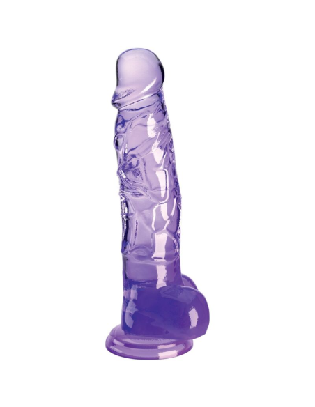 KING COCK - CLEAR PENE REALÍSTICO CON TESTÍCULOS 16.5 CM MORADO