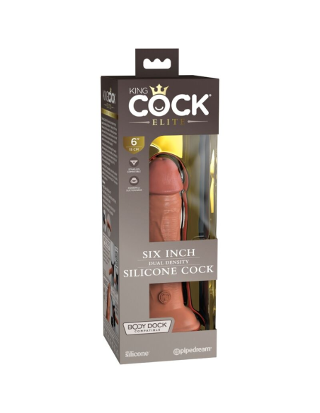 KING COCK - ÉLITE DILDO REALÍSTICO SILICONA 15.2 CM CARAMELO