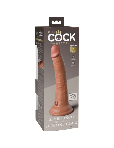 KING COCK - ÉLITE DILDO REALÍSTICO SILICONA 17.8 CM CARAMELO