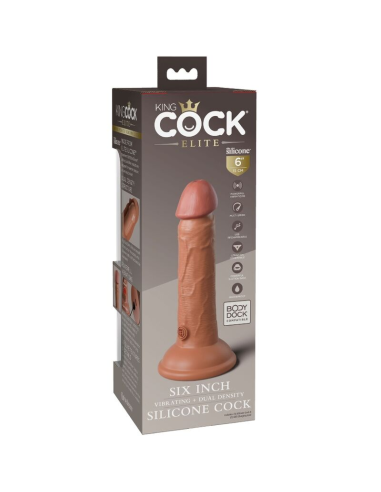 KING COCK - ÉLITE DILDO REALÍSTICO VIBRADOR and SILICONA 15.2 CM CARAMELO
