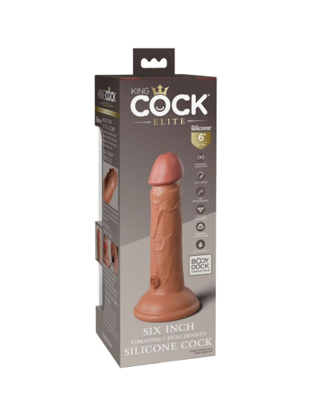 KING COCK - ÉLITE DILDO REALÍSTICO VIBRADOR and SILICONA 15.2 CM CARAMELO