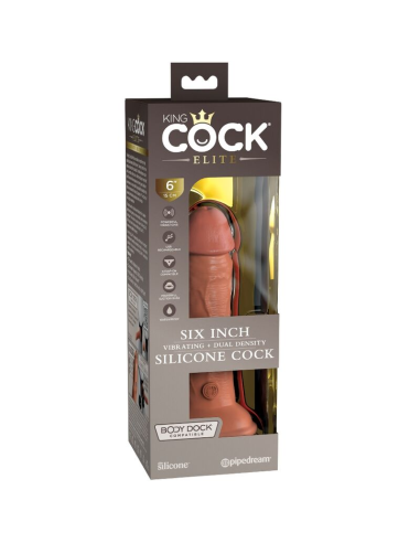 KING COCK - ÉLITE DILDO REALÍSTICO VIBRADOR and SILICONA 15.2 CM CARAMELO