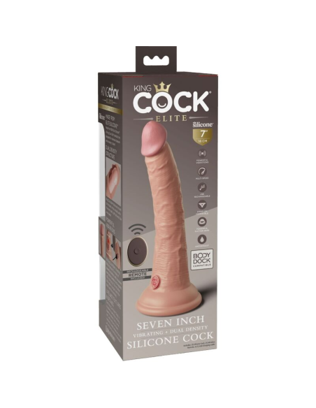 KING COCK - ÉLITE DILDO REALÍSTICO VIBRADOR and SILICONA CONTROL REMOTO 17.8 CM