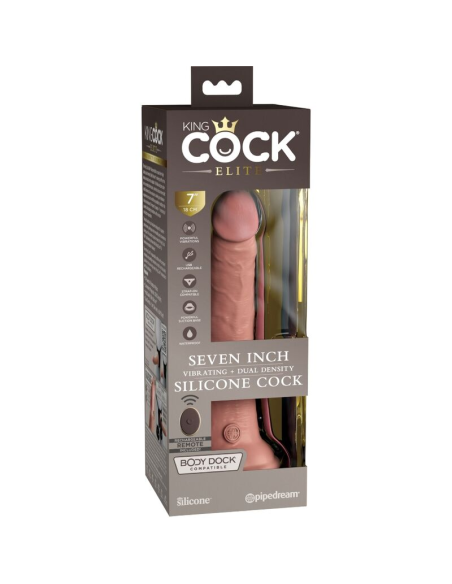 KING COCK - ÉLITE DILDO REALÍSTICO VIBRADOR and SILICONA CONTROL REMOTO 17.8 CM