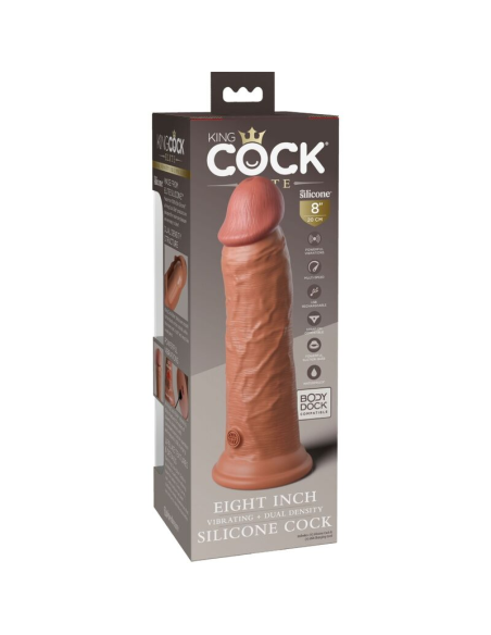 KING COCK - ÉLITE DILDO REALÍSTICO VIBRADOR and SILICONA 20.3 CM CARAMELO