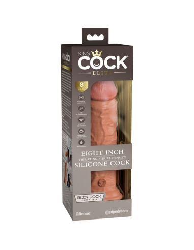 KING COCK - ÉLITE DILDO REALÍSTICO VIBRADOR and SILICONA 20.3 CM CARAMELO