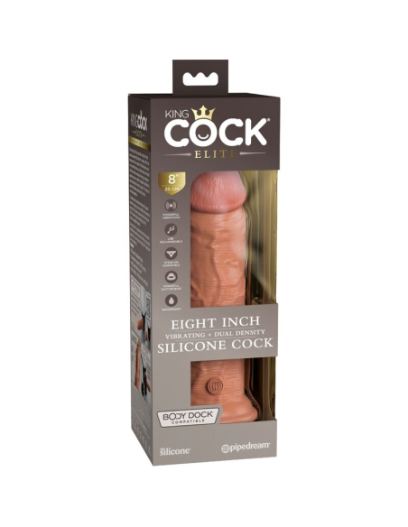KING COCK - ÉLITE DILDO REALÍSTICO VIBRADOR and SILICONA 20.3 CM CARAMELO