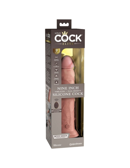 KING COCK - ÉLITE DILDO REALÍSTICO VIBRADOR and SILICONA CONTROL REMOTO 23 CM