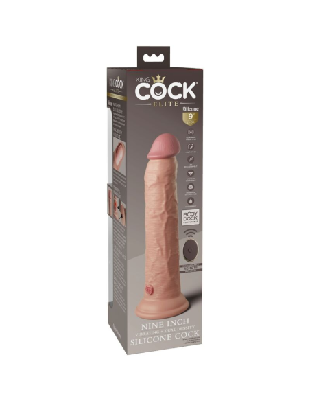 KING COCK - ÉLITE DILDO REALÍSTICO VIBRADOR and SILICONA CONTROL REMOTO 23 CM