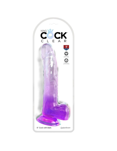 KING COCK - CLEAR DILDO CON TESTÍCULOS 20.3 CM MORADO
