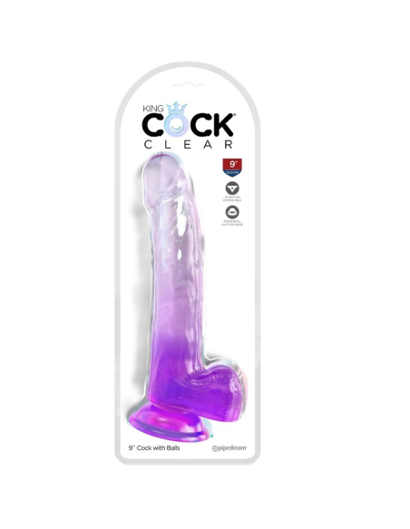 KING COCK - CLEAR DILDO CON TESTÍCULOS 20.3 CM MORADO