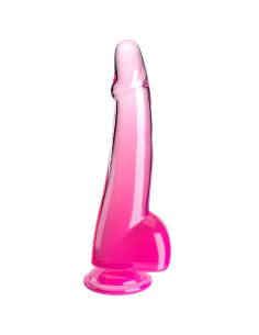 KING COCK - CLEAR DILDO CON TESTÍCULOS 19 CM ROSA