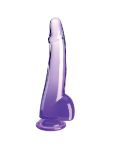 KING COCK - CLEAR DILDO CON TESTÍCULOS 19 CM MORADO