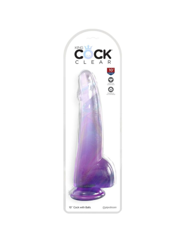KING COCK - CLEAR DILDO CON TESTÍCULOS 19 CM MORADO