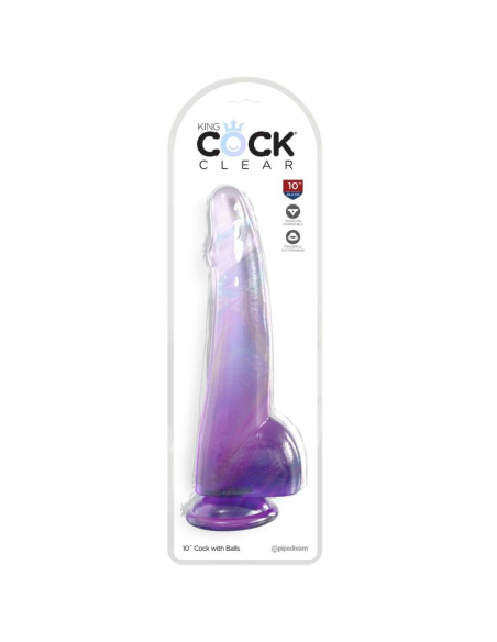 KING COCK - CLEAR DILDO CON TESTÍCULOS 19 CM MORADO