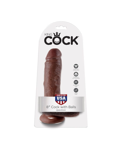 KING COCK - 8 PENE REALÍSTICO MARRÓN 20.3 CM