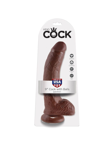 KING COCK - 9 PENE REALÍSTICO MARRÓN 22.9 CM