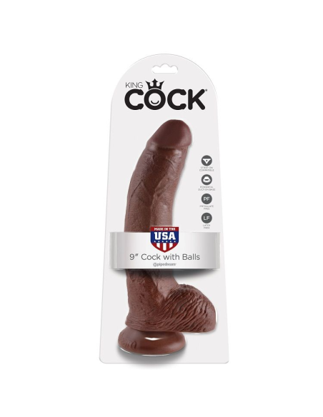 KING COCK - 9 PENE REALÍSTICO MARRÓN 22.9 CM