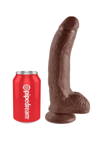KING COCK - 9 PENE REALÍSTICO MARRÓN 22.9 CM