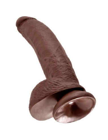 KING COCK - 9 PENE REALÍSTICO MARRÓN 22.9 CM