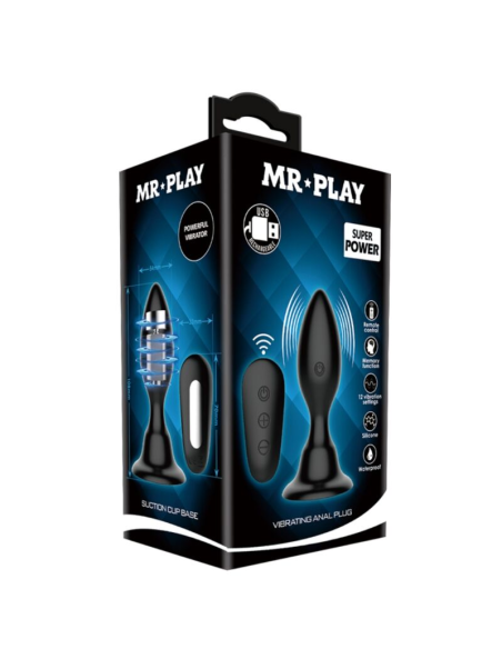 MR PLAY - PLUG ANAL CON VIBRACIÓN NEGRO CONTROL REMOTO