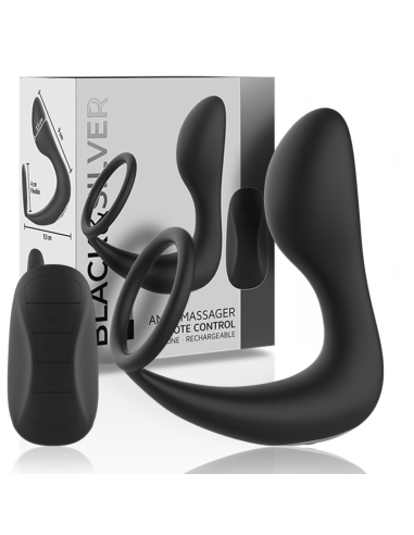 BLACKandSILVER - MASAJEADOR ANAL CONTROL REMOTO SILICONA RECARGABLE NEGRO