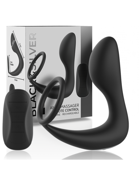 BLACKandSILVER - MASAJEADOR ANAL CONTROL REMOTO SILICONA RECARGABLE NEGRO