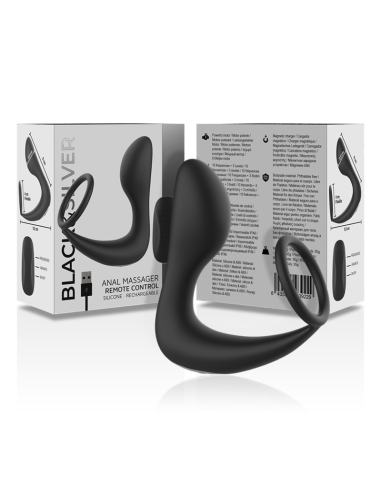 BLACKandSILVER - MASAJEADOR ANAL CONTROL REMOTO SILICONA RECARGABLE NEGRO