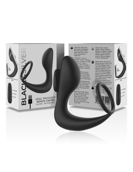 BLACKandSILVER - MASAJEADOR ANAL CONTROL REMOTO SILICONA RECARGABLE NEGRO