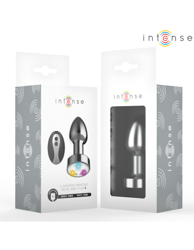 INTENSE - PLUG ANAL TALLA S DE METAL VIBRADOR CON LUCES LED MULTICOLOR Y CONTROL REMOTO