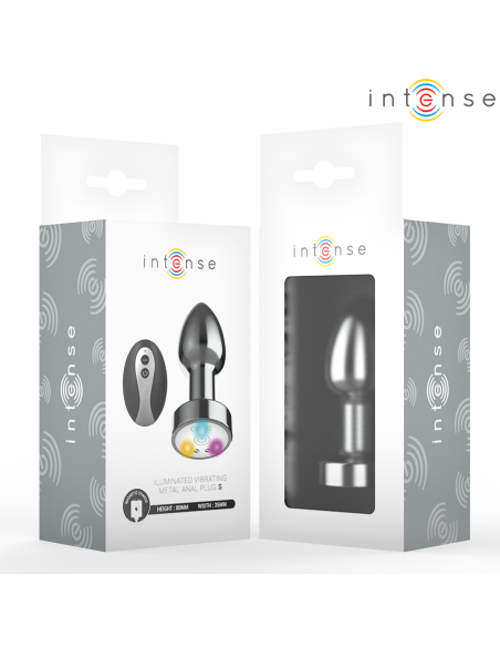 INTENSE - PLUG ANAL TALLA S DE METAL VIBRADOR CON LUCES LED MULTICOLOR Y CONTROL REMOTO
