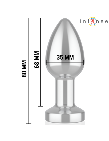 INTENSE - PLUG ANAL TALLA S DE METAL VIBRADOR CON LUCES LED MULTICOLOR Y CONTROL REMOTO