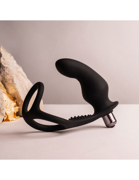 ROCKS- OFF - RO- ZEN RRO PLUG ANAL CON ANILLO VIBRADOR PARA EL PENE NEGRO