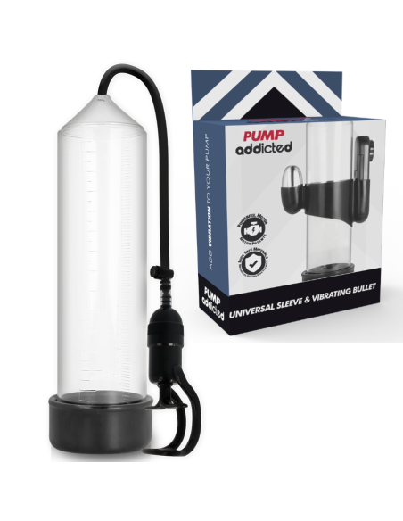 PUMP ADDICTED - BOMBA ERECCIÓN RX5 TRANSPARENTE CON VIBRADOR
