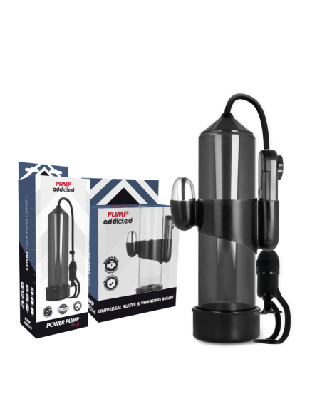 PUMP ADDICTED - BOMBA ERECCIÓN RX5 NEGRO CON VIBRADOR