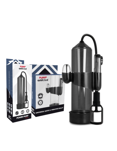 PUMP ADDICTED - BOMBA ERECCIÓN RX7 NEGRO CON VIBRADOR