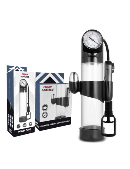 PUMP ADDICTED - BOMBA ERECCIÓN RX9 TRANSPARENTE CON VIBRADOR