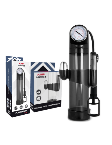 PUMP ADDICTED - BOMBA ERECCIÓN RX9 NEGRO CON VIBRADOR
