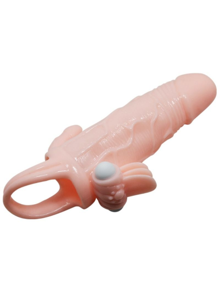 BAILE - BRAVE MAN FUNDA PENE ANAL Y CLITORIS VIBRADOR 16.5 CM NATURAL