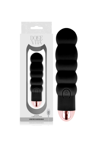 DOLCE VITA - VIBRADOR RECARGABLE SIX NEGRO 7 VELOCIDADES