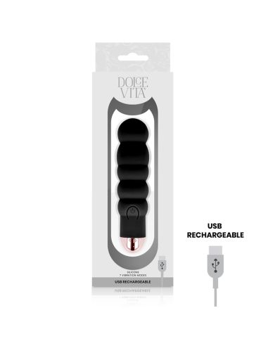 DOLCE VITA - VIBRADOR RECARGABLE SIX NEGRO 7 VELOCIDADES