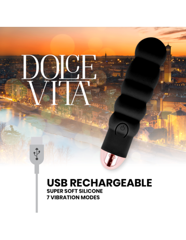 DOLCE VITA - VIBRADOR RECARGABLE SIX NEGRO 7 VELOCIDADES