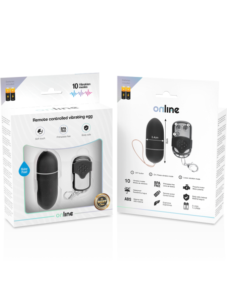 ONLINE - HUEVO VIBRADOR CONTROL REMOTO L NEGRO