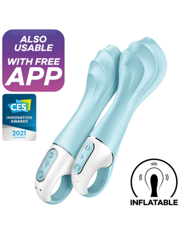SATISFYER - AIR PUMP VIBRATOR 5 VIBRADOR PUNTO G INFLABLE APP AZUL