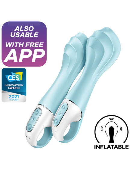 SATISFYER - AIR PUMP VIBRATOR 5 VIBRADOR PUNTO G INFLABLE APP AZUL